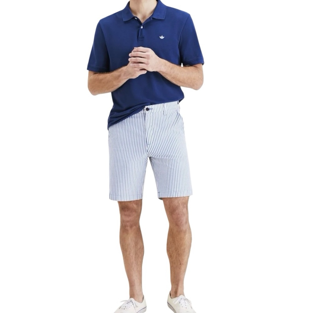 Dockers Men’s Chino Shorts Size 38 Blue and White Striped